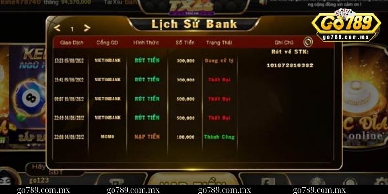 Một số lưu ý khi thực hiện rút tiền tại Go789